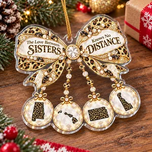 The Love Between Sisters Knows No Distance Personalized Ornament, Custom States, Long Distance Sister Keepsake, Christmas Gift