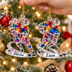 Personalized Ice Hockey Player Ornament Custom Name - Male or Female Hockey Acrylic Keepsake
