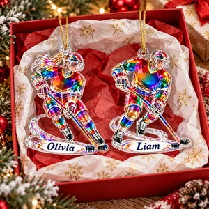 Personalized Ice Hockey Player Ornament Custom Name - Male or Female Hockey Acrylic Keepsake