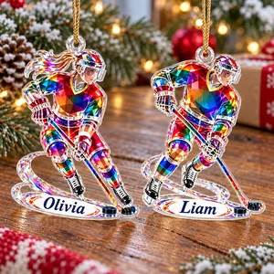 Personalized Ice Hockey Player Ornament Custom Name - Male or Female Hockey Acrylic Keepsake