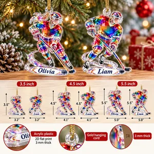 Personalized Ice Hockey Player Ornament Custom Name - Male or Female Hockey Acrylic Keepsake