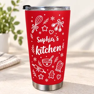 Personalized 20oz Tumbler Custom Name – Christmas Kitchen Lover Gift, Holiday Baking Drinkware, Personalized Kitchen Travel Cup, Christmas Gift