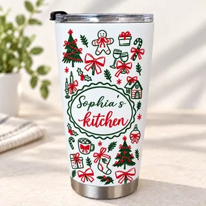 Personalized 20oz Tumbler Custom Name – Christmas Kitchen Lover Gift, Holiday Baking Drinkware, Personalized Kitchen Travel Cup, Christmas Gift