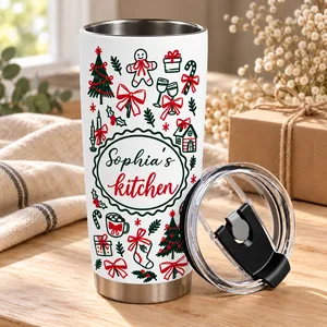 Personalized 20oz Tumbler Custom Name – Christmas Kitchen Lover Gift, Holiday Baking Drinkware, Personalized Kitchen Travel Cup, Christmas Gift