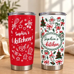 Personalized 20oz Tumbler Custom Name – Christmas Kitchen Lover Gift, Holiday Baking Drinkware, Personalized Kitchen Travel Cup, Christmas Gift
