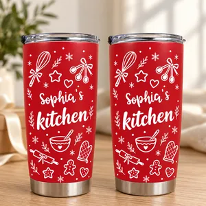Personalized 20oz Tumbler Custom Name – Christmas Kitchen Lover Gift, Holiday Baking Drinkware, Personalized Kitchen Travel Cup, Christmas Gift