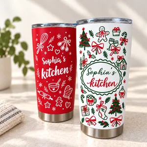 Personalized 20oz Tumbler Custom Name – Christmas Kitchen Lover Gift, Holiday Baking Drinkware, Personalized Kitchen Travel Cup, Christmas Gift