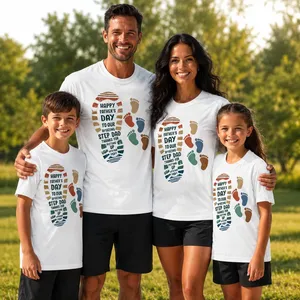 Personalized Step Dad Footprints Father's Day Gift T-Shirt