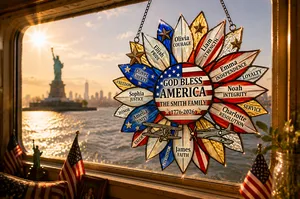 Custom 250th USA Helianthus Family Name Suncatcher