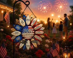 Custom 250th USA Helianthus Family Name Suncatcher