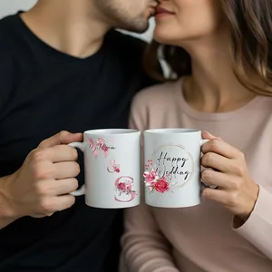 Personalized Floral Wedding Gift Couple Mug