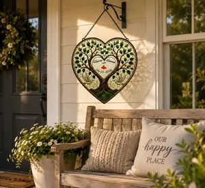 Custom Stained Glass Wedding Tree Suncatcher Gift For Couple
