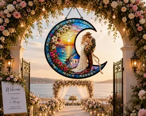 Personalized Photo Moon Suncatcher Wedding Gift For Couple