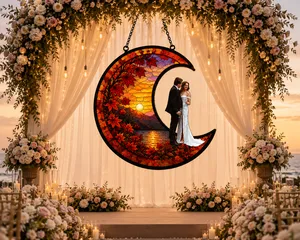 Personalized Photo Moon Suncatcher Wedding Gift For Couple