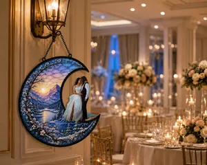 Personalized Photo Moon Suncatcher Wedding Gift For Couple