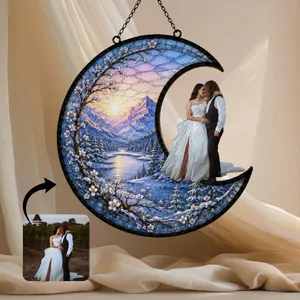 Personalized Photo Moon Suncatcher Wedding Gift For Couple