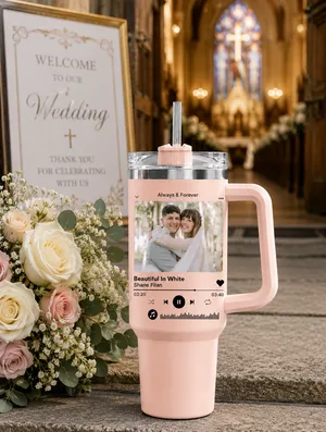 Personalized Photo Music Plaque Coffee Tumbler For Wedding Songs