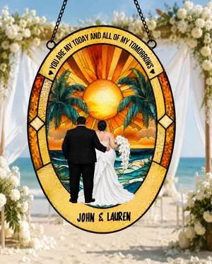 Custom Bride and Groom Suncatcher - Personalized Wedding Gift