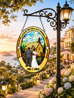 Custom Bride and Groom Suncatcher - Personalized Wedding Gift