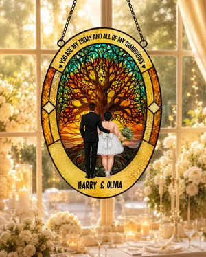 Custom Bride and Groom Suncatcher - Personalized Wedding Gift