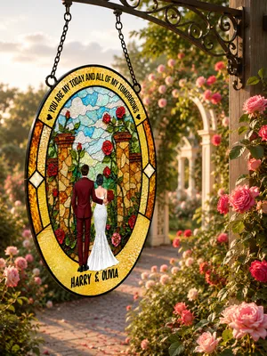 Custom Bride and Groom Suncatcher - Personalized Wedding Gift