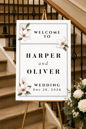 Personalized Floral Wedding Welcome Sign