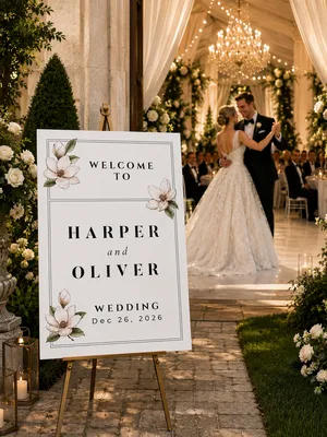 Personalized Floral Wedding Welcome Sign