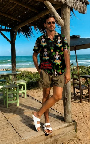Funny Dad Bod Hawaiian Shirt, Upload Face And Custom Name