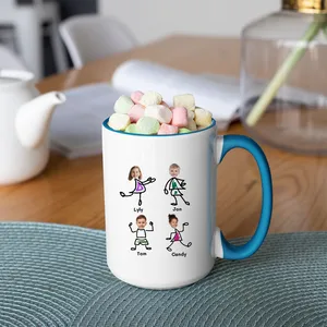 Custom Kids Photo Face Mug for Dad – Personalized Photo Stick Figure Mug, Father's Day Gift from Kids