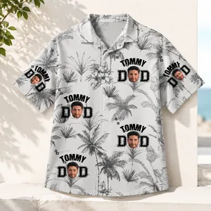 Personalized Hawaiian Shirt with Face and Name, Funny Dad Button Up Shirt, Beach Vacation Shirt