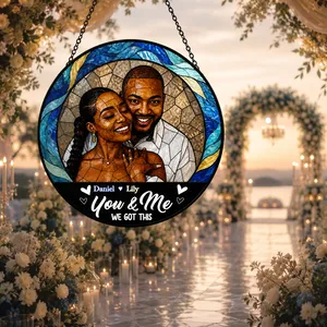 Custom Sketch Photo Suncatcher, You & Me We Got This Couple Gift