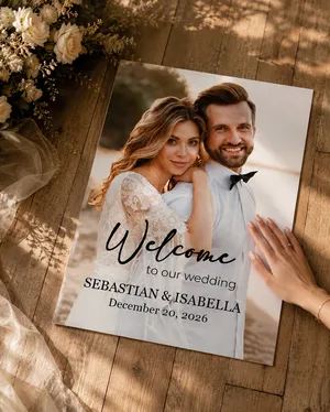 Personalized Photo Wedding Welcome Sign - Custom Shape Board