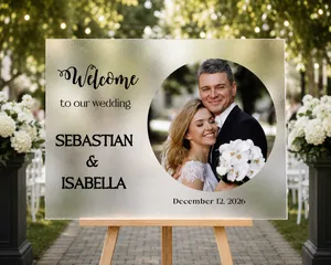 Personalized Photo Wedding Welcome Sign - Custom Shape Board