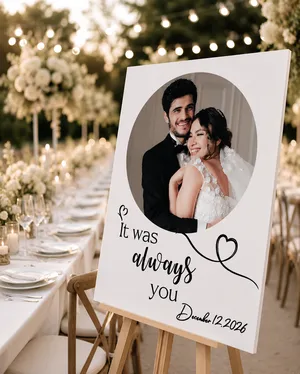 Personalized Photo Wedding Welcome Sign - Custom Shape Board