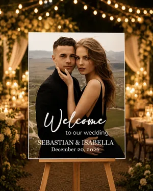 Personalized Photo Wedding Welcome Sign - Custom Shape Board