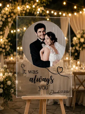 Personalized Photo Wedding Welcome Sign - Custom Shape Board