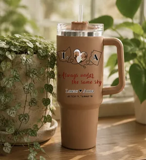 Personalized Wedding Love Marriage Two Map Tumbler, Custom Insulated Travel Cup for Wedding Couple, Long Love Distance Relationship Anniversary Gift