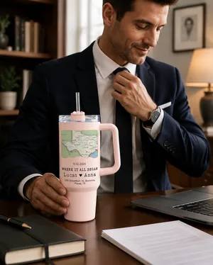 Personalized Wedding Love Marriage Map Tumbler, Custom Insulated Travel Cup for Wedding Couple, Long Love Distance Anniversary Gift