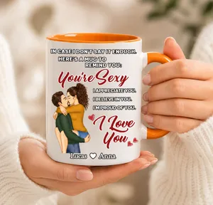 "In Case I Don't Say It Enough" Personalized 11oz/15oz Black Mug - Large Custom Romantic Ceramic Coffee Cup, Thoughtful Anniversary, Birthday & Valentine's Gift for Couples, Him & Her