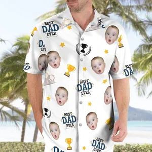 Personalized Father's Day Hawaiian Set, Custom Face Photo, Hawaii Shirt For Dads, Grandpa Gifts Father's Day, Father Day Gifts