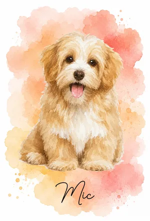 Custom Photo Realistic Watercolor Art Portrait Cat Dog Pet - Personalized Poster