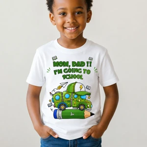 Personalized Back to School T-Shirt for Kids – Mom, Dad!! I'm Going to School Custom Name Tee