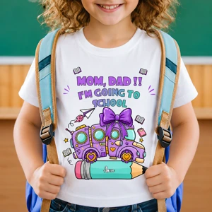 Personalized Back to School T-Shirt for Kids – Mom, Dad!! I'm Going to School Custom Name Tee