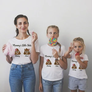 Personalized Mommy's Little Shits T-Shirt – Custom Funny Kids Poop Emoji Family Tee