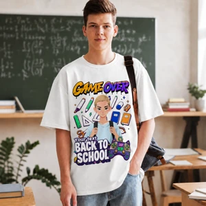 Game Over Back To School Personalized T-Shirt for Students – Gamer School Graphic Tee