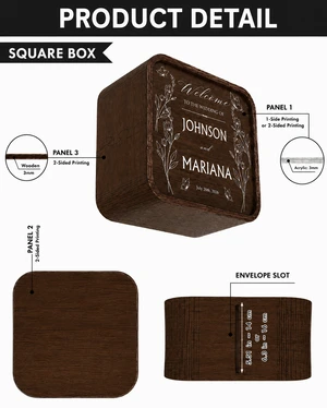 Personalized Wedding Celebration Box – Custom Couple Names with Elegant Floral Butterfly Welcome Design