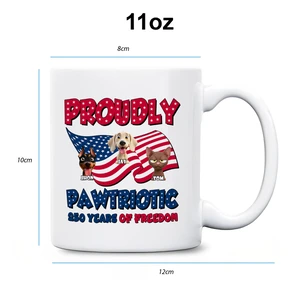 Personalized Proudly Pawtriotic Mug – Custom Dog & Cat Name Coffee Mug, 250 Years of Freedom Patriotic Gift, 4th of July Pet Lover Ceramic Mug
