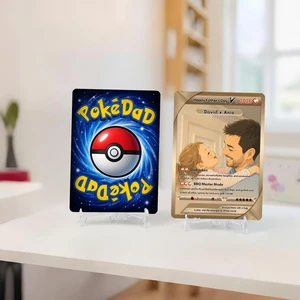 Personalized Dad  Card Father's Day Gift Custom Photo Card Pokemon Inspired Keepsake for Dad from Kids
