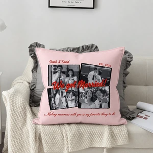 Wrapped in Our Memories – Personalized Wedding Photo Pillow with Custom Names & Date
