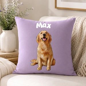 Personalized Custom Pet Photo Pillow Case Dog & Cat Portrait with Name Throw Pillow Cover